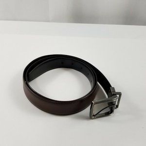 Men's Genuine Leather  Belt Brown Silver Buckle 45"
